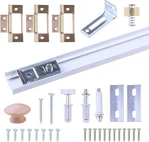 Bifold Door Hardware Kit with Track  Closet Door Repair Kit Fits 24"/36" Doors, Full Metal Track Set for Closet Doors