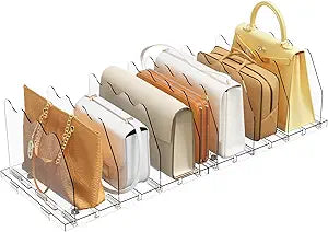 SPACEKEEPER Adjustable Shelf Divider for Closet, Clear Purse Organizers for Closet Acrylic Handbag Separators Storage Organizer Bookshelf Separator Dividers in Bedroom, Office