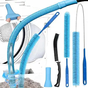 Dryer Vent Cleaner Kit with Dryer Vacuum Hose Attachment, 4-in-1 Multi-Lint Remover Brush, Suitable for Most Vacuum Cleaners for Efficient, Safe, and Thorough Dryer Lint Cleaner Tools (Blue)