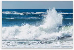 Crashing Waves Coastal Nautical, 13 x 19 Inch Mounted Print on Wall Plaque