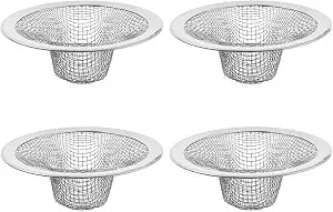 RLECS 4PCS 2.75 Inch Kitchen Dishwashing Basin Leak Bathroom Sewer Silver Stainless Steel Filter Suitable for RV Drains and Balcony Drainage Hole