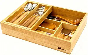 COIWAI 2-Tier Kitchen Utensil Silverware Drawer Organizer cutlery Silverware Tray Utensil Hoder,Bathroom dressing table Makeup drawer organizer box tool Stationery Cosmetics Storage Box