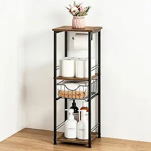 Bathroom Storage Shelf Floor Standing Toilet Storage Cabinet with Drawer