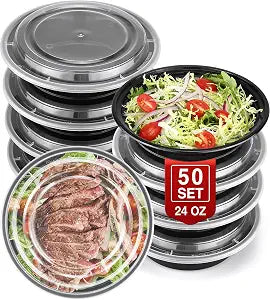 NEEBAKE 50 Set 24 oz Meal Prep Containers with Lids, Food Storage Container