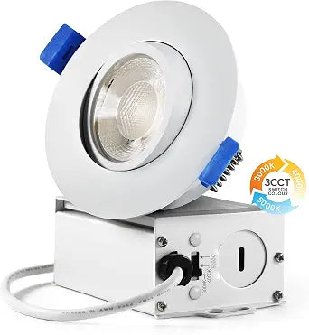 Sublimation 3 Inch led recessed Light 1 Packs,Waterproof recessed Lights for ShowerUltra-Thin 10w with Junction Box,3 Colors Adjustable,Suitable for Bathroom,Parlor,Bedroom,Kitchen,Balcony