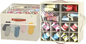 Aokeyee 2 Pack Shoe Organizer for Closet, Stackable Shoe Storage Box, Beige