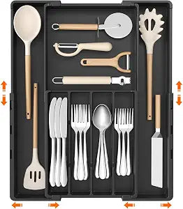 Lifewit Expandable Silverware Drawer Organizer, Utensil Tray for Kitchen