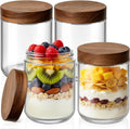 Bumobum 16 oz Overnight Oats Jars with Wood Lids, 4 Pack Chia Pudding Jars