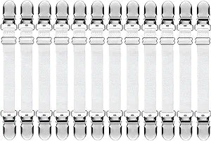 Boao 12 Pcs Bedsheet Strap Elastic Clip, White, 4-8 Inch Length