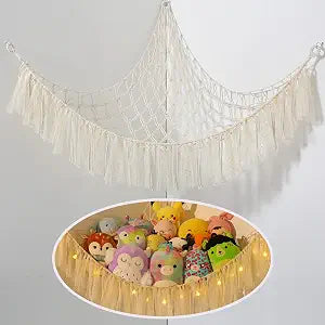 Stuffed Animal Storage Macrame Boho Plush Toy Net Hammock Room Decor