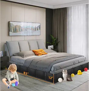 7 Pack Under Bed & Couch Blocker for Pets and Toys - 83" Length, 11.8" Height for One Side of Queen Bed | Includes Sticky Tape, Connectors & Zip Ties - Black