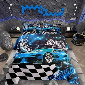 Erosebridal Toddler Race Car Comforter Set Boys Bedding Set Twin Size