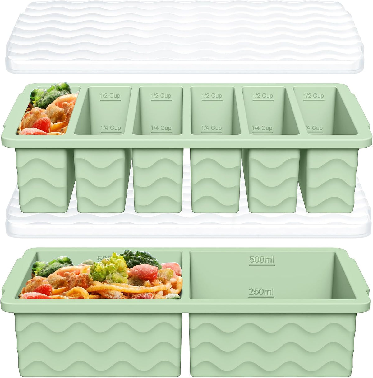 2-Pack Silicone Freezer Trays with Lids, Soup Freezer Container Molds