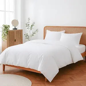 SlumberWell Full Duvet Cover Set, 3 Piece 100% Cotton Bedding with Zipper Closure, Soft Breathable Duvet Cover 80x90 Inches with 2 Pillowcases, White Solid