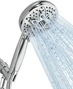JDO HighPressure 6Setting Handheld Shower Head, 4.7 Inch Chrome Premium