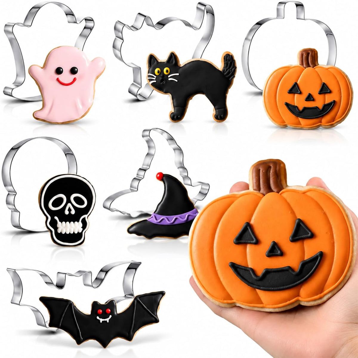 Teenyyou 6 Pcs 8" Large Halloween Cookie Cutters, Pumpkin