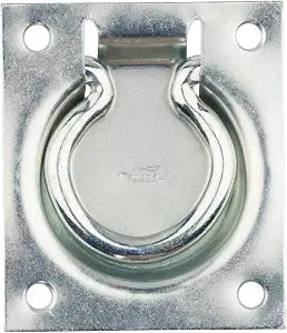 National Hardware Flush Ring Pull Handle, 3" x 3-1/2", Steel, Zinc Plated