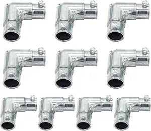 10 Pieces 1/2 Inch EMT to EMT 90 Degree Inside Corner Pulling Elbows, Electrical Metallic Tube Zinc Die Cast Elbow Capped Coupling, Combo Head Set Screw