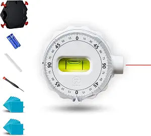 ZANIS Multi Surface Laser Level  Wall-Mountable with Pins, Screws, or Sticky Pads  Dual Dials with Bubble Level  Precision Tool for Hanging Pictures, Shelves, and DIY Projects