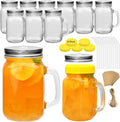 QAPPDA 16oz Mason Jars with Handle, Glass Mugs with Straws and Lids 12 Pack