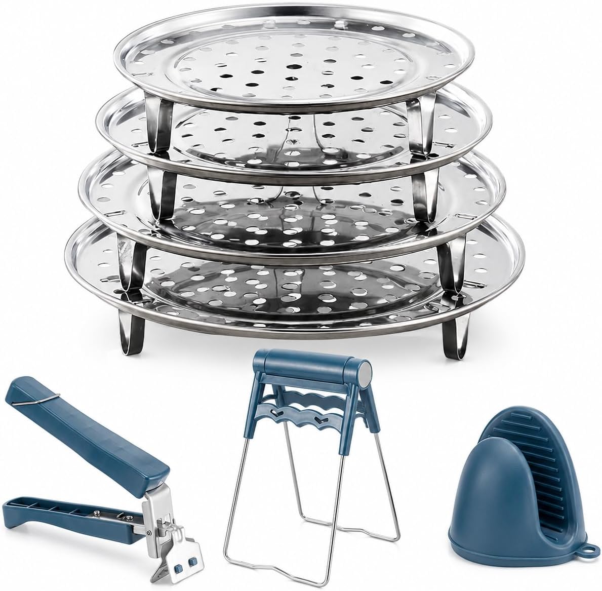 4 Pack Stainless Steel Steamer Rack for Pots, Tamales, Canning