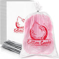 200 Pieces Cotton Candy Bags with Ties, Clear Cotton Candy Container