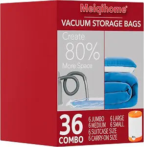 Vacuum Seal Bags for Clothing Travel & Home Storage, travel vacuum bags with pump, Store Blankets, Comforters, Pillows, Seasonal Clothes Compactly,36 Pack With Electric Pump