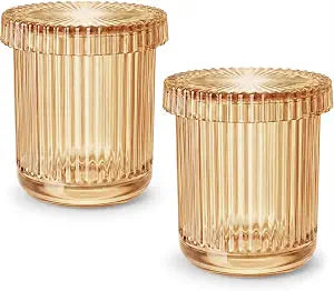 Amber Thick Glass Bathroom Qtip Holder, 2 Pack