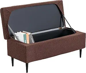 Ottoman Covers, Stretch Folding Storage Stool Slipcover Furniture Protector, Rectangle Bench Footstool Cover with Elastic Bottom, Soft Jacquard Fabric Removable Washable, Large