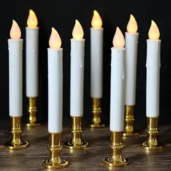 9" Flameless Window Taper Candles Battery Operated Remote Timer