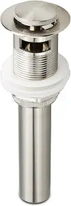 Bathroom Sink Pop Up Drain with Overflow, Small Cap, Brushed Nickel
