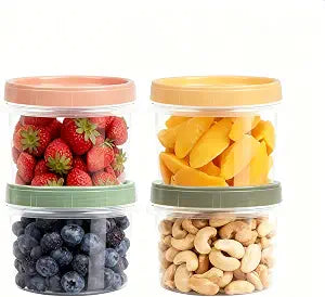 8 Oz Small Food Containers with Lids, 4 Pack, 1-Cup Reusable Snack Containers with Screw Top for Food Small Portions Meal Prep Freezer Storage, Microwave Freezer Dishwasher Safe, 4 Colors