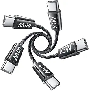 LISEN USB C Cable, 5-Pack [3.3FT] USBC to USBC Cable for iPhone 16e 15 Pro Max Charger Cord, 60W (3.1A) C to C Cable Fast Charging for Samsung S25/S24/23, Switch 2, iPad, MacBook,Black