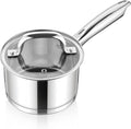 E-far 1 QT Small Saucepan with Lid, Stainless Steel Sauce Pan Boiling Pot