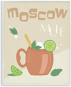 Moscow Mule Typography Kitchen, 11 x 14 Inch Framed Gicle Print