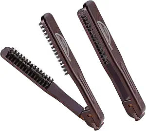 PERFEHAIR Double Sided Straightening Brush - Natural Boar Bristle Clamp for Smooth, Frizz-Free Styling, No Hair Pulling, Long-Lasting Design