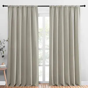 NICETOWN 2 Panels Blackout Curtains, Rod Pocket Thermal Insulated Drapess for Bedroom, Privacy Protection Easy-Care Heavy Duty Curtains for Living Room/Dining Room, W70 x L95 inches, Natural