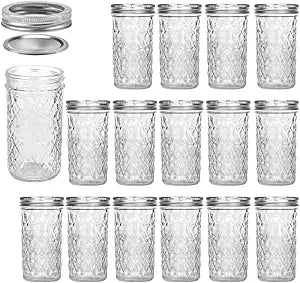 VERONES 15 PACK Mason Jars 12 OZ, Canning Jars Jelly Jars With Regular Lids