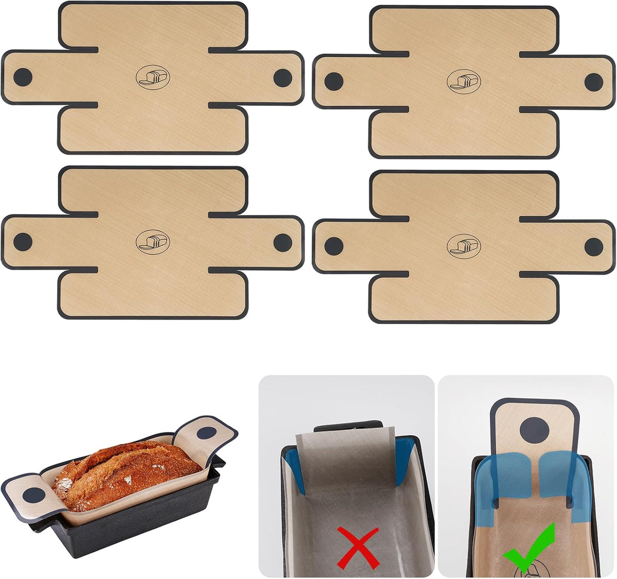 NiHome Silicone Bread Sling, Nonstick Reusable Loaf Pan Liner, Brown
