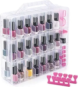 DreamGenius Nail Polish Organizer Case with 2 Nail Separators, Clear