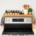 Sevenblue Bamboo Over the Stove Shelf, 32.5" Spice Rack with 6 Hooks