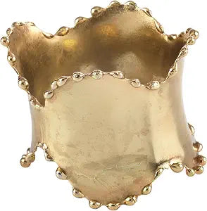 SARO LIFESTYLE Beaded Edge Metal Napkin Rings (Set of 4) - Classic Design Napkin Holders with Scalloped Rim for Formal Dining, Holiday Tables, Dinner Parties, and Special Occasions, Gold