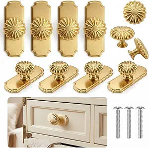 10 Pack Cabinet Knobs with Backplate, Pumpkin, Antique Bronze