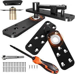 Hidden Door Hinge with Dual Bearing, Rotating Silent Design - Invisible Door Hinge Kit for Heavy Duty Secret & Bookcase Doors, Perfect for DIY Carpenters 580lbs Load-Bearing