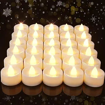 Amagic 30 Pcs Flickering Flameless LED Tea Lights Battery Operated, White