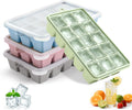 4-Pack Silicone Ice Cube Trays with Lid, Easy Release Ice Cube Molds, Reusable and Stackable Ice Trays for Freezer for Cocktail, Whiskey, Baby Food, BPA Free (Multicolour)