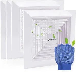 4Pcs 11"x11" Bathroom Exhaust Fan Cover with Spring - Heavy Duty Plastic Ventilation Grille, Easy Install Spring-Loaded Design for Ceiling or Wall Mounted Fans