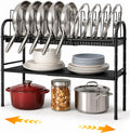 Pots and Pans Organizer Under Cabinet, Expandable 2 Tier Pot Rack