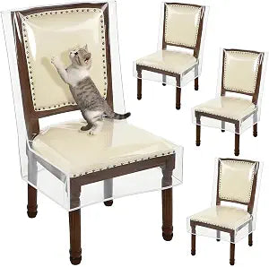 4Pcs Plastic Chair Covers for Dining, Clear Chairs Seat Protector for Kitchen