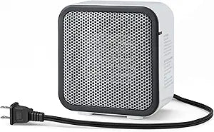 Amazon Basics Ceramic Space Heater, Portable Mini Heater for Office Desk, Fast Heating, Efficient, Indoor Use, 500W, With Tip-Over Protection, Lightweight 1.4 lbs,